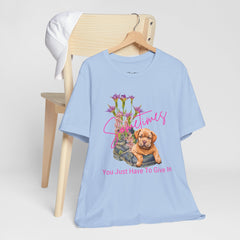 Adorable Puppy resting on Old Boot T-Shirt Short Sleeve – Perfect for Dog Lovers