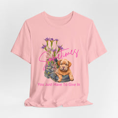 Adorable Puppy resting on Old Boot T-Shirt Short Sleeve – Perfect for Dog Lovers