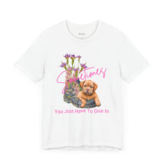 Adorable Puppy resting on Old Boot T-Shirt Short Sleeve – Perfect for Dog Lovers