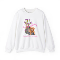 Cozy Puppy Lying on an Old Boot, Heavy Blend™ Crewneck Sweatshirt, Perfect for Dog Lovers