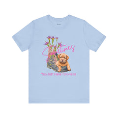 Adorable Puppy resting on Old Boot T-Shirt Short Sleeve – Perfect for Dog Lovers