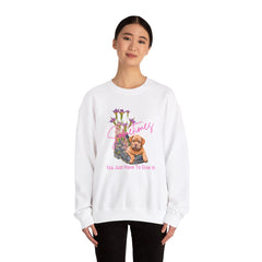 Cozy Puppy Lying on an Old Boot, Heavy Blend™ Crewneck Sweatshirt, Perfect for Dog Lovers