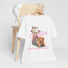 Adorable Puppy resting on Old Boot T-Shirt Short Sleeve – Perfect for Dog Lovers