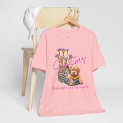 Adorable Puppy resting on Old Boot T-Shirt Short Sleeve – Perfect for Dog Lovers