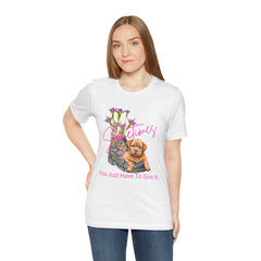 Adorable Puppy resting on Old Boot T-Shirt Short Sleeve – Perfect for Dog Lovers