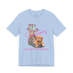 Adorable Puppy resting on Old Boot T-Shirt Short Sleeve – Perfect for Dog Lovers