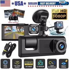 Car Dual Lens Dash Cam HD 1080P Front, Rear, Internal Video Recorder Camera G Sensor