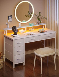 Desk with Power Outlets & LED Light