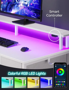 Desk with Power Outlets & LED Light