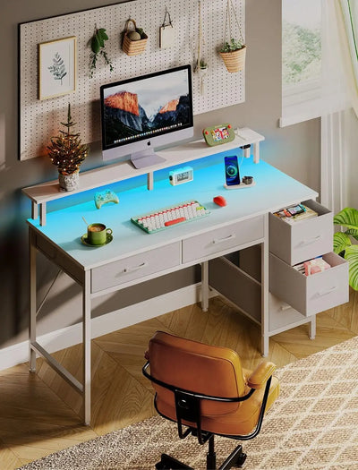 Desk with Power Outlets & LED Light