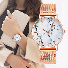 Luxury Mesh Marble Wrist Watch